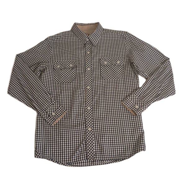 American Heritage Boys Western Blue White Check Button Down Shirt Size XL 18 EUC - Picture 2 of 16